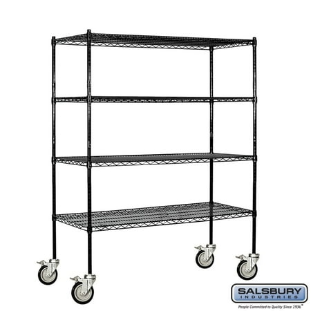 salsbury industries mobile wire shelving unit, 60-inch wide by 69-inch high by 18-inch deep, chrome