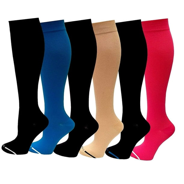 Dr. Shams 6 Pairs Pack Women Graduated Compression Knee High Socks 9-11 ...