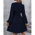thumbnail image 2 of jinghuiyue Women Long Sleeve Dresses Casual V Neck A-line Midi Dress with Elastic High Waist L, 2 of 5