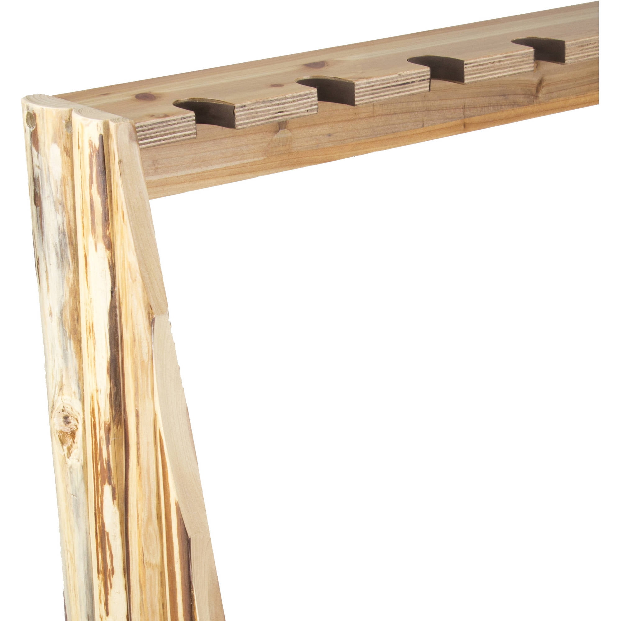 Rush Creek Creations Rustic Pine 6-Gun Floor Rack w/Storage