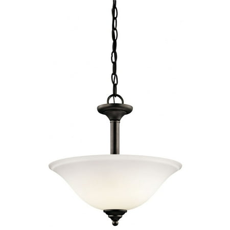 

2 Light Contemporary Decorative Inverted Pendant Light Fixture with Satin Etched White Glass-Olde Bronze Finish-White Etched Glass Color-Incandescent