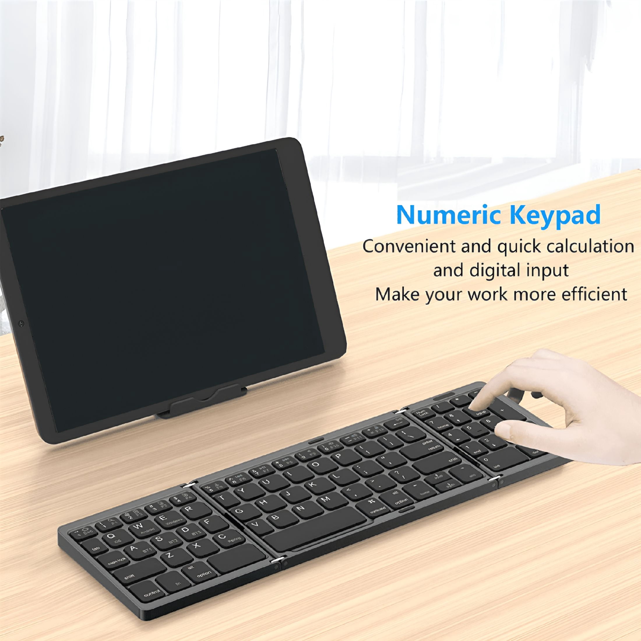 GJX Foldable Bluetooth Keyboard,USB Rechargeable Wireless Keyboard for IOS,Android,PC Laptop Smartphone-Black,foldable bluetooth keyboard