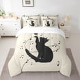 thumbnail image 2 of Homewish Black Cat 7pcs Bedding Comforter Set for Children Teens,Musical Notes Queen Bedding Sets Super Cozy,Abstract Melody Queen Sheet Sets,Microfiber Bedroom Decor,Reversible, 2 of 8