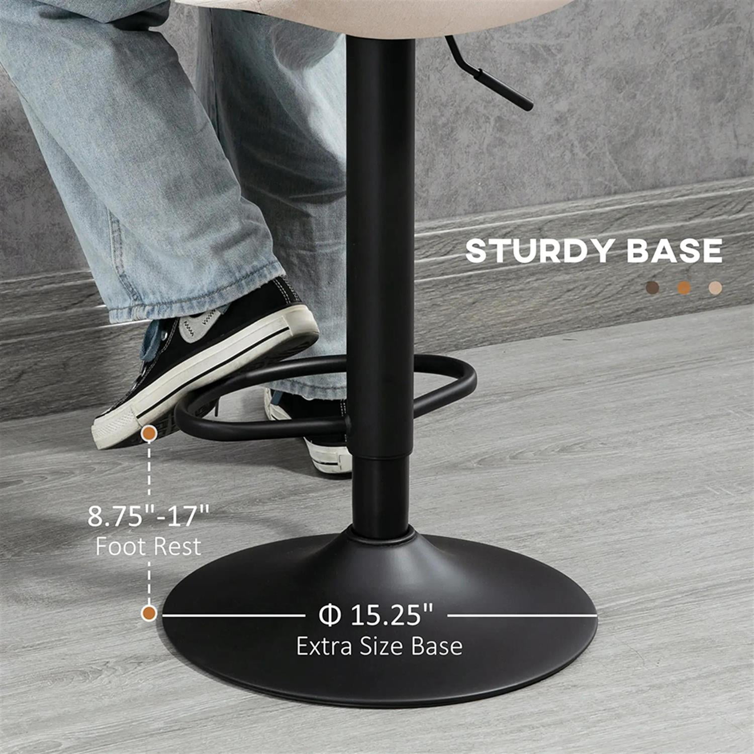 Demi Bonn Modern Swivel Bar Stool Set of 4 with Adjustable Height, Bar Height Stool with Upholstered Back and Steel Legs for Kitchen, Dinning Room, White