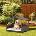 thumbnail image 3 of Gymax Wicker Dog House w/ Cushion Lounge Raised Rattan Bed for Indoor/Outdoor, 3 of 9
