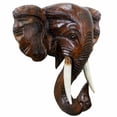 thumbnail image 2 of Stoneage Arts Inc 14" Rustic Brown and White Handcrafted Unique Elephant Mask Decor, 2 of 2