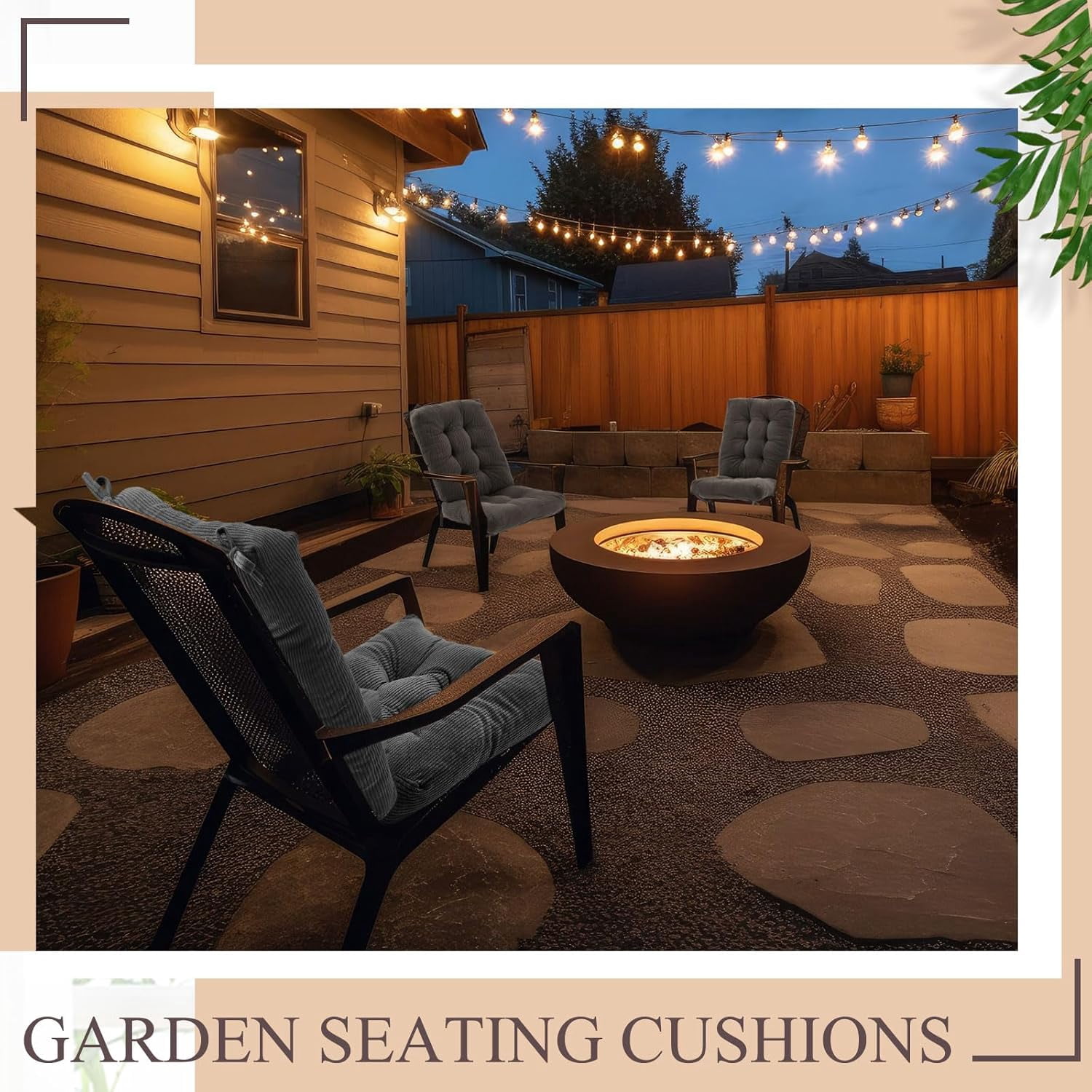 4 Set Outdoor Patio Chair Cushions Corduroy Seat High Back Tufted Pillow Replacement Rocking Patio Chair Pads for Outdoor Indoor Home Office(Dark Gray)