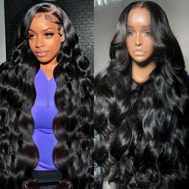 Peluca Tiwugi Body Wave, 13 x 4 HD, cabello humano con encaje frontal, 82 cm