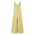thumbnail image 5 of Nmmued Linen Overalls for Women, Overalls for Women Loose Fit, Bib Overalls Women, Baggy Overalls for Women, Wide Leg Overalls for Women, Yellow M, 5 of 5