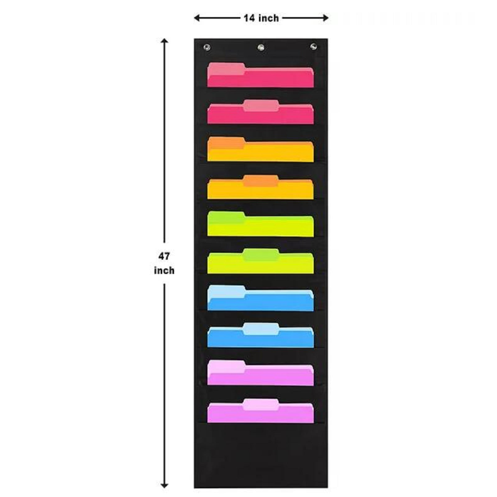 Clearance Hanging Wall File Organizer, Heavy Duty Storage Pocket Chart for Classroom 10 Tier Vertical Wall Mount File Holder, File Folder Wall Organizer for Office