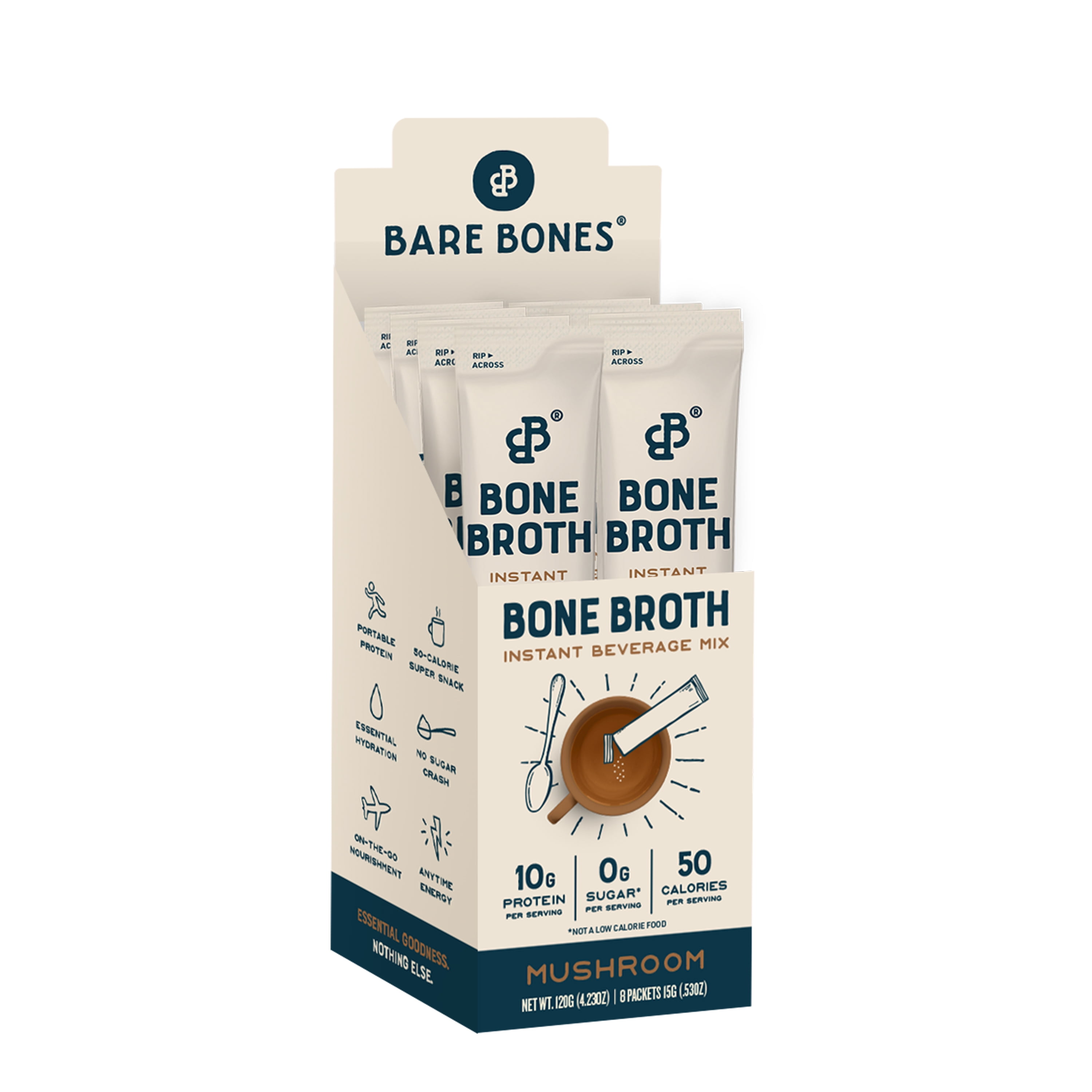 Bare Bones Bone Broth Instant Powdered Beverage Mix, Mushroom, Pack of