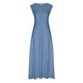 thumbnail image 4 of Robes d'Été Grande Taille Mode d'Été pour Femmes Manches Courtes Camisole Unie Bretelles Col Rond Robe de Soirée pour Femmes Élégante Élégante en Solde, 4 of 4