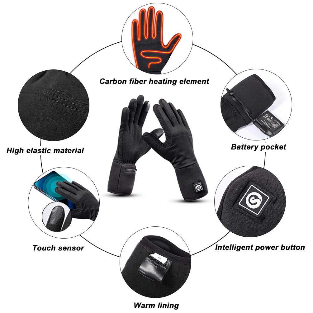 Snow Deer Heated Glove Liners Rechargeable Battery - Men Women Motorcycle Ski Snow Warmer Mitten Gloves