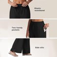 thumbnail image 6 of SwiftWear Beach Ready UPF 50+ Women's Drawstring Wide Leg Sun Protection Pants High Waist Trousers with Side Pockets & Slits, Casual Summer Pants, 6 of 7