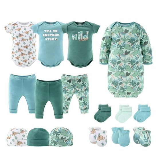 The Peanutshell 16-Piece Baby Layette Newborn Clothing Gift Set for 3 to 6 Months, Wild Jungle