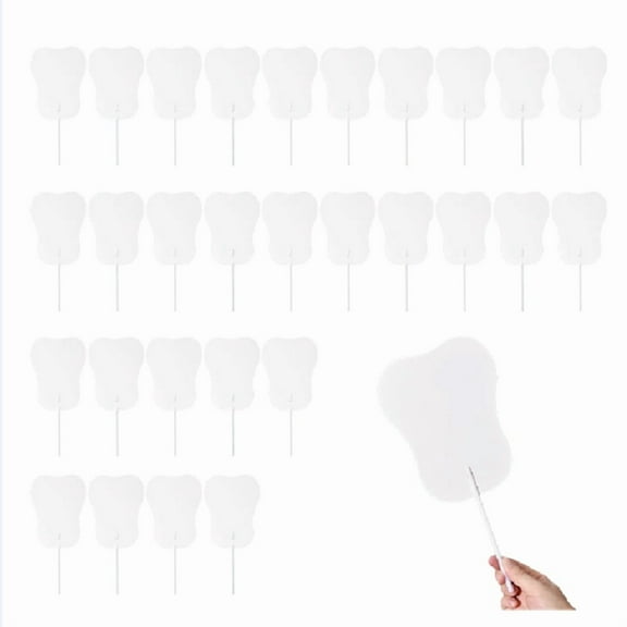 30 Pcs Fans Handheld Set Included Blank Fan Handle Craft Sticks Church Fans for DIY Crafting Painting Hand Held Parlor,30 * Fan,White