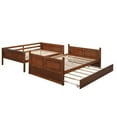 thumbnail image 3 of Bellemave Full Over Full Bunk Bed with Twin Trundle, Platform Wood Captain's Bed with Ladder & Full Length Guardrails, Can be Convertible to 2 Full Beds, Three Beds for Teens, Adults, Walnut, 3 of 9