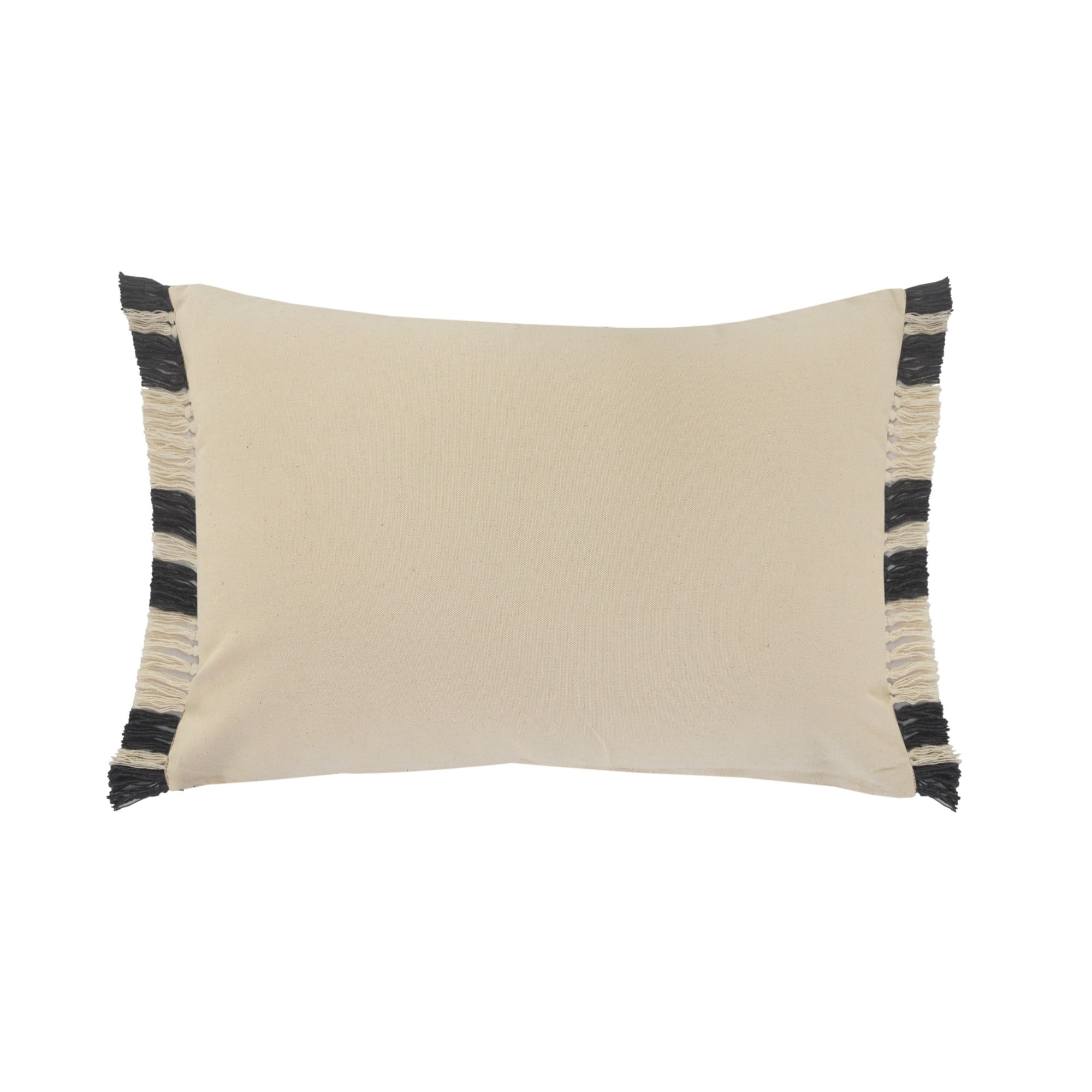 Laddha Home Designs Striped Loomed Rectangular Cotton Lumbar Pillow Cover - 24" - Gray and White