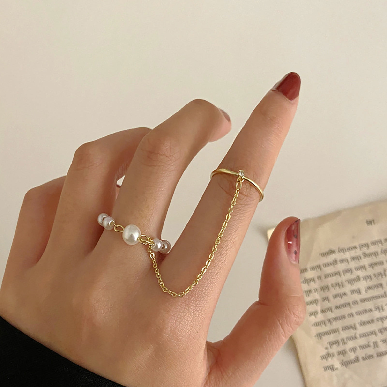 Buy Lucky Jewellery Elegant White Color Gold Plated 1 Pair Finger Ring  Bracelet for Girls & Women (152-L1HM-10-W-2) Online at Best Prices in India  - JioMart.