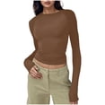 thumbnail image 2 of ATENAR Womens Shirts Casual Shirts Plus Size Solid Tops Brown L, 2 of 5