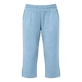thumbnail image 7 of Lenpel Yoga Capri Pants for Women Lounge Elastic Waist Cropped Trousers Stretch Lightweight Side Split Capris with Pockets, 7 of 7