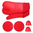 thumbnail image 1 of Guantes resistentes al calor BuyWeekMX manoplas de silicona gruesas para hornear estética elegante, 1 of 9