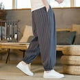 thumbnail image 5 of YLSDY Cropped Pants for Men Big & Tall Elastic Waist Drawstring Striped Harem Pant Yoga Beach Trousers Lightweight with Pocket Dark Gray XXXXL, 5 of 7