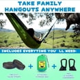 thumbnail image 4 of SZHLUX Hamaca para niños – Equipo de camping para niños, accesorios de camping con 2 correas para árboles y mosquetones para uso interior/exterior, azul zafiro y verde hierba, 4 of 5