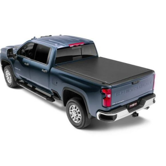 Upgrade Your GMC/Chevrolet 2500 HD/3500 HD with Truxedo Lo Pro QT Soft Roll-Up Tonneau Cover | Easy One-Finger Operation | Enhances Truck's Look | 100% Full Bed Access | Industrial Strength Design