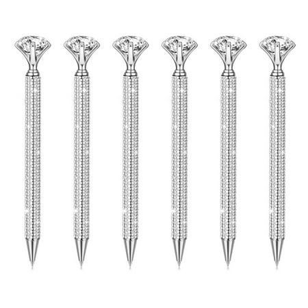 Chenfeng Sparkly Pen with Diamond - 6 Pack Bling Pens for Women, Metal Ballpoint Pen Set for Wedding
