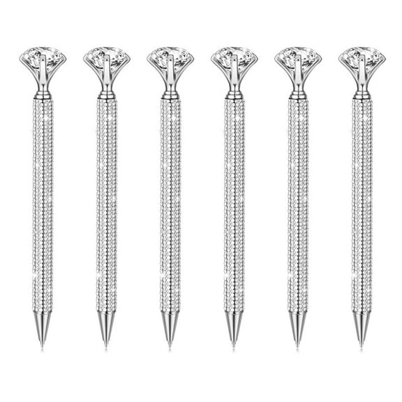 Chenfeng Sparkly Pen with Diamond - 6 Pack Bling Pens for Women, Metal Ballpoint Pen Set for Wedding