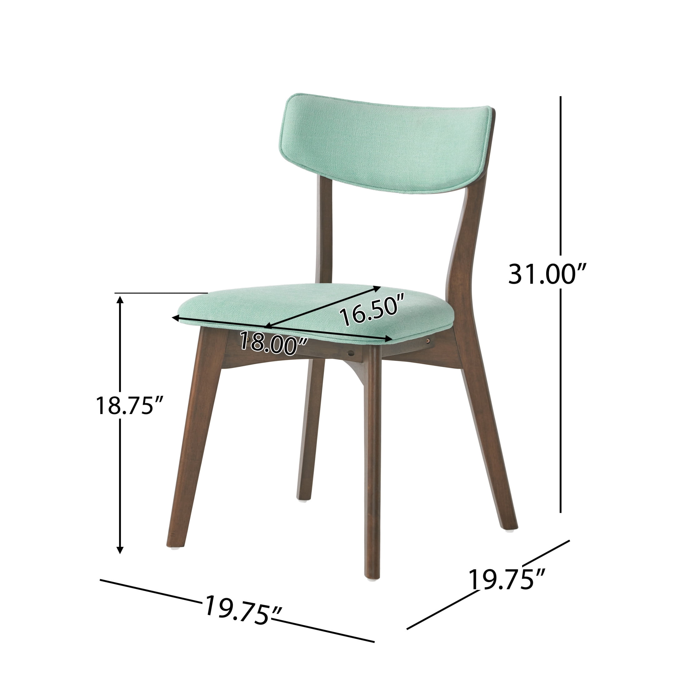 Christopher Knight Home Mid-Century 7-Piece Dining Set with Rectangular Table and 6 Mint Upholstered Chairs