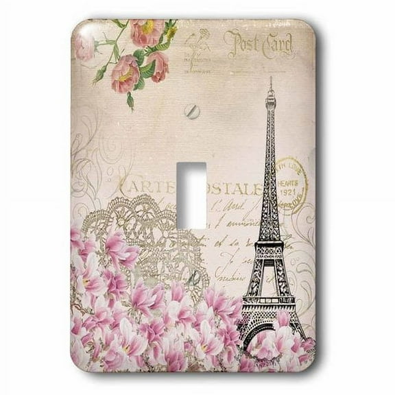 3dRose, Eiffel Tower Paris With Flowers In Vintage Style, single toggle switch