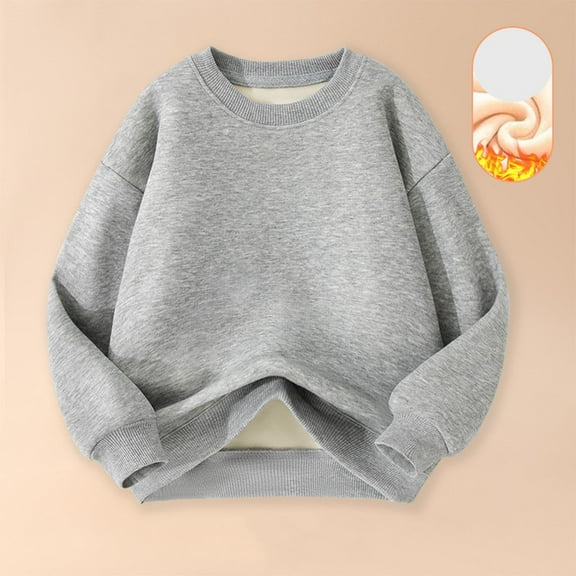 Cethrio Boys Thermal Sweatshirts, Pullover Long Sleeve Crew Neck Cotton Fall Winter Tops Gray Size 10-12