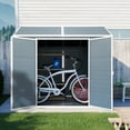 thumbnail image 2 of 8x6 FT Resin Storage Shed, Waterproof Large Outdoor Sheds with Floor & Lockable Door & 2 Windows, Outside Plastic Tool Shed for Backyard, Patio, Poolside, Bike, Grey, 2 of 8