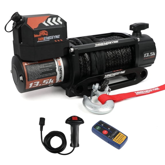 MNEMOSYNE Electric Winch 13500LBS Synthetic Rope 12v Wireless Remote Tow Truck Trailer Winch SUV 4WD