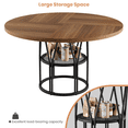 thumbnail image 3 of Garvee 47 Inch Round Dining Table for 4-6 People with Storage Shelf, Kitchen Table & Office Desk, Sturdy Metal Frame for Small Space, Brown, 3 of 8