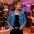 thumbnail image 6 of Girls Sequin Jacket Open Front Cropped Bolero Shrugs for Dance Dresses Sparkly Cardigan Lightweight Dress Coat, 6 of 6