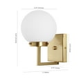 thumbnail image 4 of SAFAVIEH Ganon Incandescent Satin Brass Metal Wall Sconce with White Glass Shade, Set of 2, 4 of 15