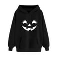 thumbnail image 3 of Halloween Womens Hoodies Spooky Devil Expression Printed Hooded Sweatshirts Casual Loose Fleece Jacket 2025 Fall Halloween Costume Long Sleeve Sweaters Pullover with Pocket, 3 of 4