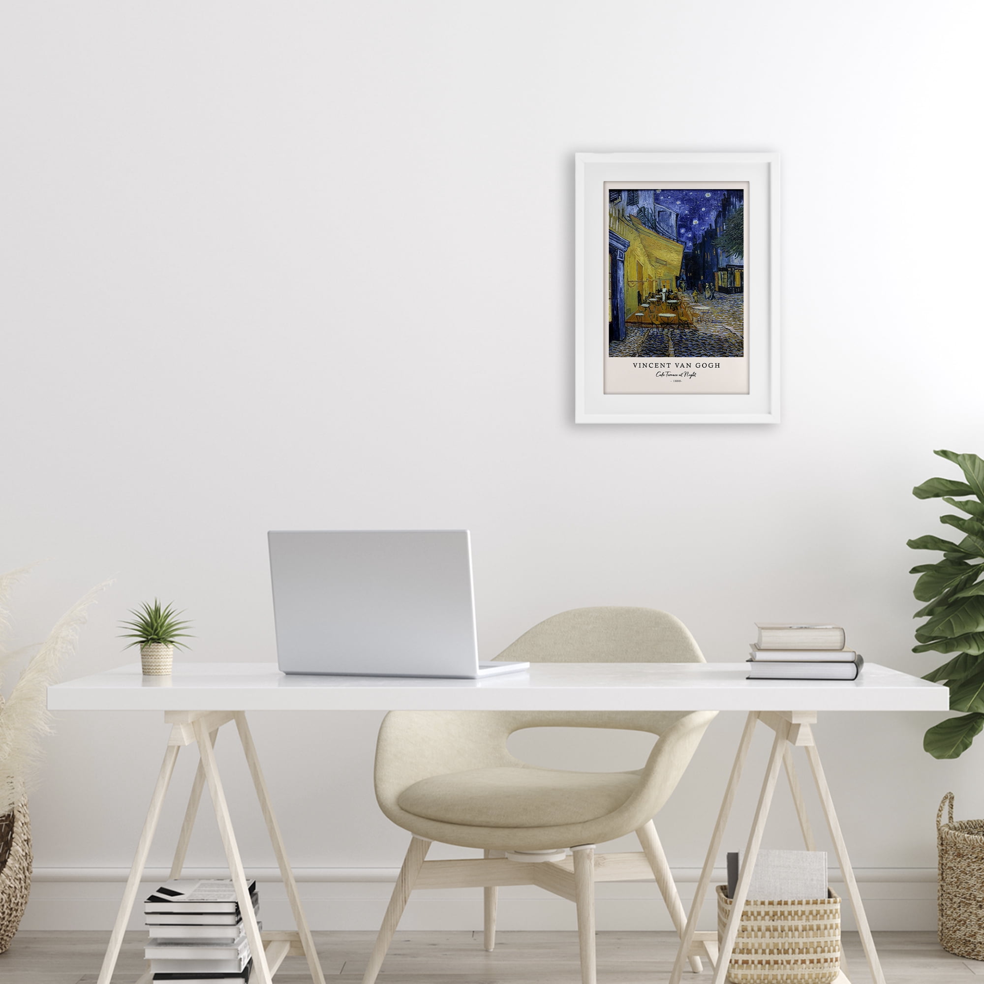 Stupell Industries Classic Cafe Terrace At Night White Framed Print Under Glass, design by Vintage Hustle