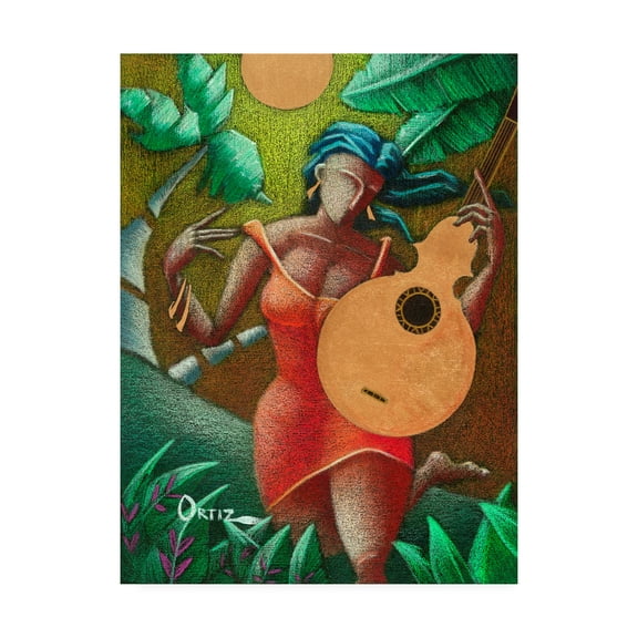 Oscar Ortiz 'Red Dress And Guitar' Canvas Art