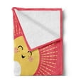 thumbnail image 2 of Rain Soft Flannel Fleece Throw Blanket, Valentines Day Theme Cloud and Sun Pattern with Heart Shaped Rays, Cozy Plush for Indoor and Outdoor Use, 50" x 60", Dark Coral Mustard, by Ambesonne, 2 of 5