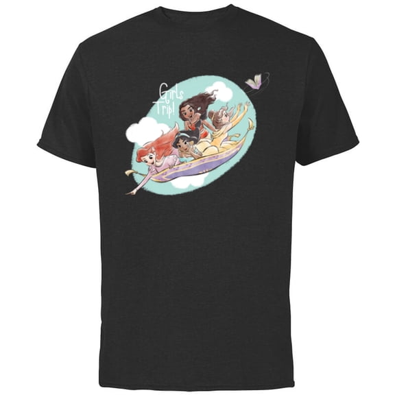 Disney Princess Magic Carpet Girls Trip - Short Sleeve Cotton T-Shirt for Adults - Customized-Black