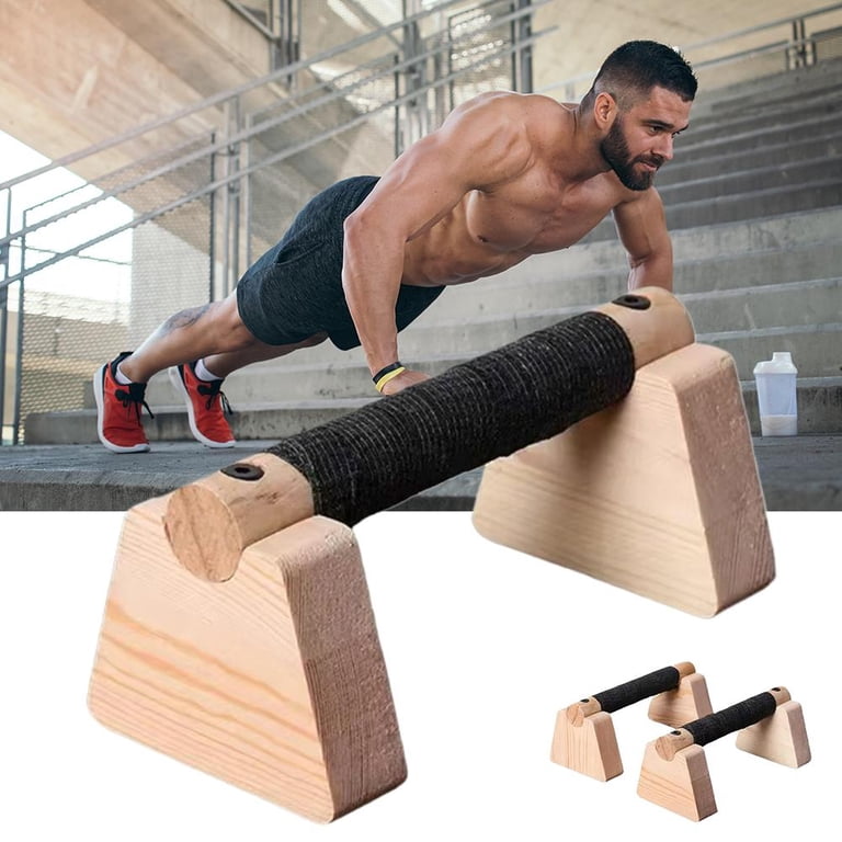 Wooden Parallettes Bars, 2 PCS Solid Wood Push Up Bars