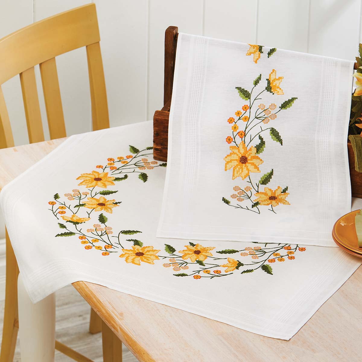 Herrschners® Sunflower Morning Table Topper & Table Runner Stamped