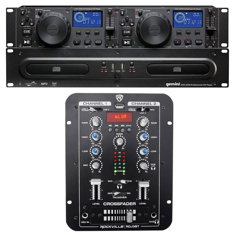 Gemini CDX-2250i Pro DJ Dual Two Deck Rack Mount CD/MP3 Media Player+2-Ch  Mixer