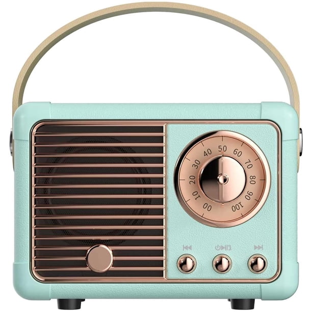 Baolira Altavoz Bluetooth retro vintage mini altavoz inalámbrico, altavoz azul con sonido estéreo nítido, graves ricos, altavoz portátil retro para iPhone, dispositivos Android y tableta (azul)