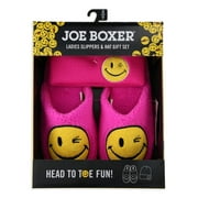 Joe Boxer Women's Smiley Face Slipper & Hat Gift Set