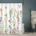 thumbnail image 5 of SUNOLIFE Floral and Butterfly Shower Curtain,Spring Flowers Plans Waterproof Fabric Bathroom Curtain with Hooks,72x78 in, 5 of 5